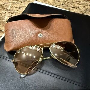 Ray-Ban Gold Frame Sunglasses with Brown Lenses
